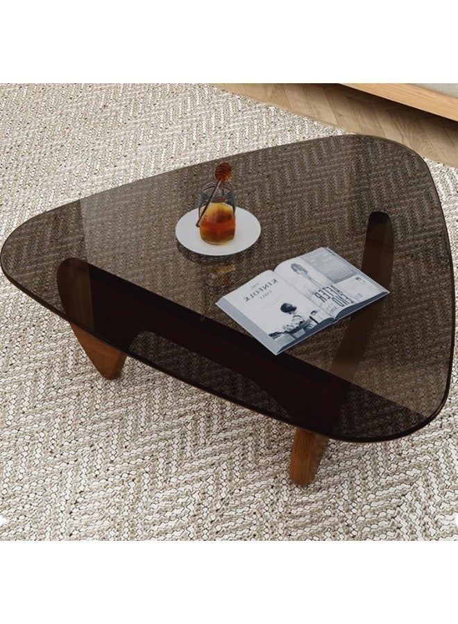 WALALLA Mid Century Modern Glass Coffee Table, Small Coffee Table for Living Room, Elegant and Functional Coffee Tables Suitable for Bedroom Living Room Reception Office Table,Walnut/Black - Image 5